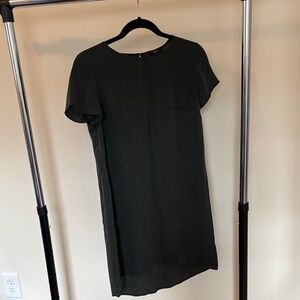 Quince Silk T Shirt Dress Dark Green